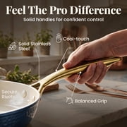Gotham Steel Hammered 20 Pc Ceramic Cookware Set Nonstick, Induction Pots and Pans Set, Non Toxic Cookware Sets, Oven & Dishwasher Safe, Navy/Gold
