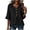 Black 03, variant on T Shirts for Women Notched V‑Neck Wooden Button Elbow Ruffle Flare Sleeve Blouse, Solid Crinkled Textured Casual Top, Curved‑Hem Summer Shirt Blouses for Women