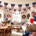 thumbnail image 6 of US Flag Banners Independence Day Decorations, Patriotic Stars and Stripes Polyester Bunting String, Red White Blue Yard Patio Party Porch Hanging Sign, Reusable Holiday Garden Festive Ornament, 6 of 6