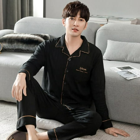 

PIKADINGNIS Autumn Winter Mens Cotton Pajamas Button Lapel Sleepwear Cartoon Pajama Sets Casual Sleep&Lounge Pyjamas 3XL 4XL Male Pijama