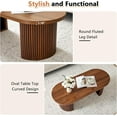 thumbnail image 3 of AVZEAR Oval Fluted Coffee Table for Living Room, Mid Century Modern Coffee Table with Storage, Curved Round Wooden Center Table for Home, Office, Cafe, Vintage Walnut(47.24" x 19.69" x 15.74"), 3 of 7