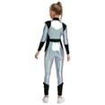 thumbnail image 2 of Moggemol Kids Girls Outerspace Police Alien Robot Jumpsuit Metallic Zip Up Unitards for Dance Stage Shows Silver 6, 2 of 6