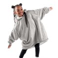 thumbnail image 3 of Bare Homey Plush Sherpa Wearable Blanket - Fluffy & Soft - Lightweight - Kids, Light Gray, 3 of 9