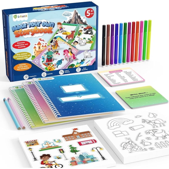 D-FantiX My Storybook Art Kit, Creative Writing & Drawing Activity Set , Hardcover Comic Book Making Kit with Stickers