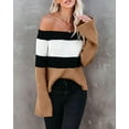 thumbnail image 2 of Off Shoulder Ribbed Knit Sweater Beige Small, 2 of 4