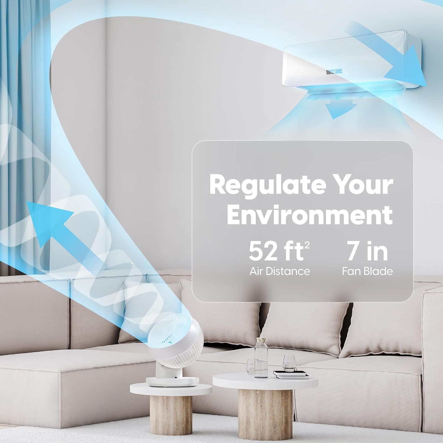 IRIS WOOZOO Fan with Remote, 360° Oscillating Fan, Desk Fan, Table Air Circulator, 3 Speeds, 52 ft Air Distance