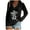 Black, variant on Women's V Neck Halloween Print Long Sleeve T-Shirt Comfortable Casual Top for Fall Seasonal Fashion