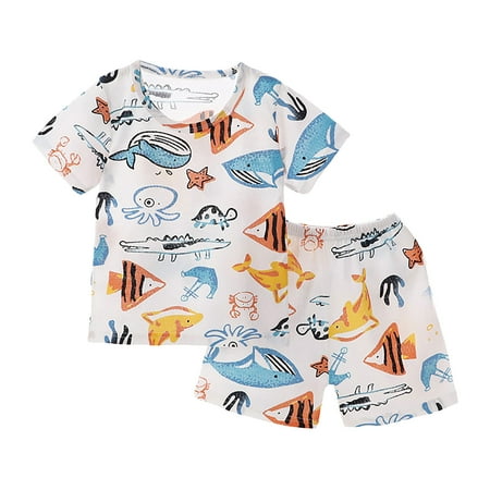 

Yzengfg Toddler Boys Girls Summer Cartoon Printed Short Sleeved Tops And Shorts 2PC Children s Suit Boys Outfits&Set 2-3 Years