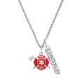 thumbnail image 1 of Delight Jewelry Silvertone Red Fire Department Shield with Axes Silvertone Sisters Best Friends Forever Bar Charm Necklace, 23", 1 of 4