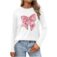 thumbnail image 2 of Aueoeo Women Bowknot Graphic Printed Tees Long Sleeve Dressy Casual T Shirts Crew Neck Fall Fashion Tunic Tops Pullover, 2 of 5