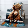 thumbnail image 2 of Spxubz Flannel Throw Blanket With Cute Highland Cow Design For Gift Home Sofa Bed Decoration 80x60 inch, 2 of 5