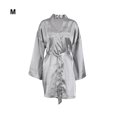 thumbnail image 4 of kurtrusly Sexy Sleepwear Ceinture Peignoir Robe de Chambre Robe de Chambre Robe Flare Manches Été Datant Mode Attrayante Douceur Gris M, 4 of 9