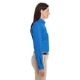 thumbnail image 3 of Harriton Ladies' Foundation 100% Cotton Short-Sleeve Twill Shirt Teflon, M581W ,FRENCH BLUE, XS, 3 of 3