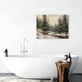 thumbnail image 5 of ONETECH  Framed Canvas Wall Art Vintage Print Paintings Winter Pine Tree Forest Christmas Rustic Landscape Country Snow Retro Nature Artwork for Home Living Room Bathroom Wall Decor 16x12inch, 5 of 6
