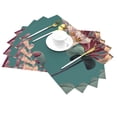 thumbnail image 2 of XMXT 4 Pcs Woven Placemats, Green Watercolor Flower Background Stain Resistant Anti-Skid Placemat for Kitchen Table, 12 x 18 inches, 2 of 6
