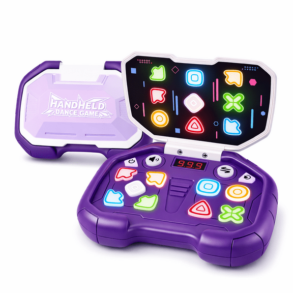 EACOPOL Handheld Dance Game for Kids, Light-Up Memory & Reaction Game Toy with 4 Game Modes, Music Rhythm Challenge, Portable Electronic Game for Boys Girls Ages 3  (Purple)