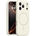 thumbnail image 1 of Lens Flat Liquid Silicone Magnetic Phone Case for iPhone 15/16/17ProMax, Silicone Magnetic Mobile Phone Case (White,17ProMax), 1 of 7
