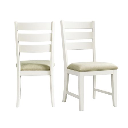 Picket House Furnishings Barrett Ladder Back Side Chair Set Cottage White/Taupe