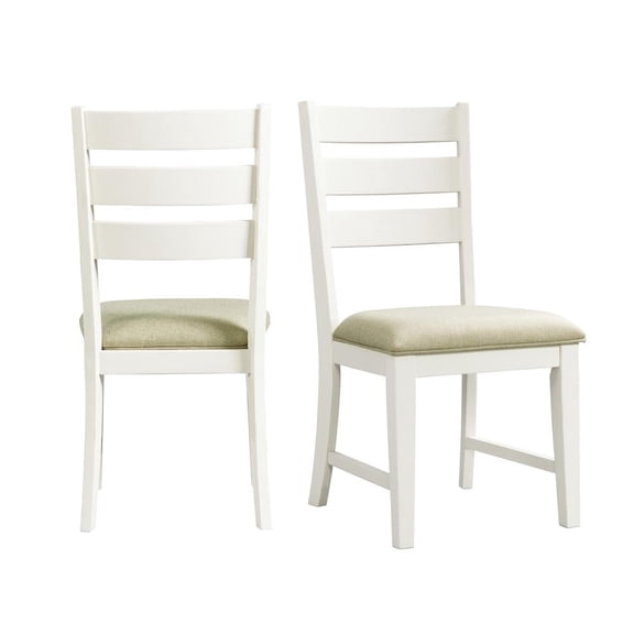 Picket House Furnishings Barrett Ladder Back Side Chair Set Cottage White/Taupe