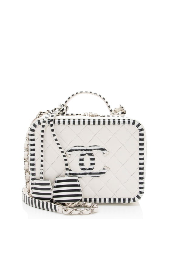 Pre-Owned Chanel Caviar Leather CC Filigree Medium Vanity Case