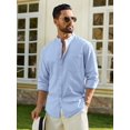 thumbnail image 2 of sogami Men's Long Sleeve Cotton Linen Shirts Standing Collar Button Down Shirt, 2 of 8