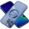 thumbnail image 4 of iPhone 13 Pro Max case, Compatible with MagSafe Luxury Glitter Bling Plating Love with Cute Heart Phone Case Full Camera Lens Protection Magnetic Case for Women Girls Back Cover(Blue), 4 of 12