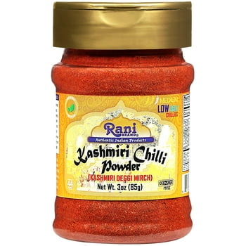 Rani Kashmiri Chilli Powder (Deggi Mirch, Low Heat) Ground Indian Spice 3oz (85g) PET Jar ~ All Natural | Salt-Free | Vegan | Kosher |Gluten Friendly | Perfect for Deviled Eggs & other low heat dishes