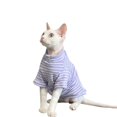 thumbnail image 1 of TheFound T-Shirts Rayés Chat Mignon Automne Hiver Chauds Col Rond Sphinx à Deux Pieds Vêtements pour Chat, 1 of 6
