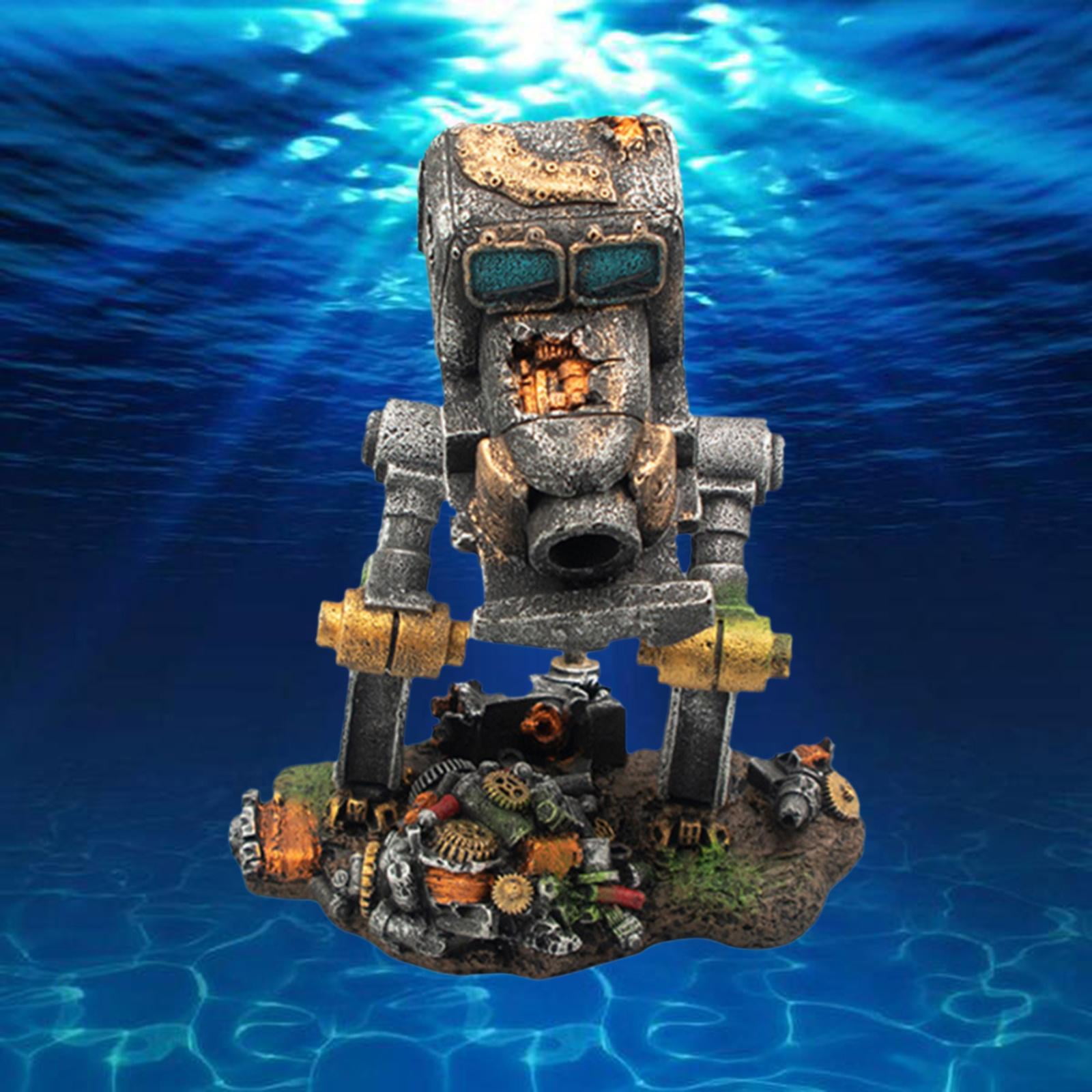 Bvdfgk Aquarium Landscape Ornament Background Fish Tank Hideout Robot Decor Resin Material Suitable for Betta Turtle Crayfish Crustaceans Breeding Res