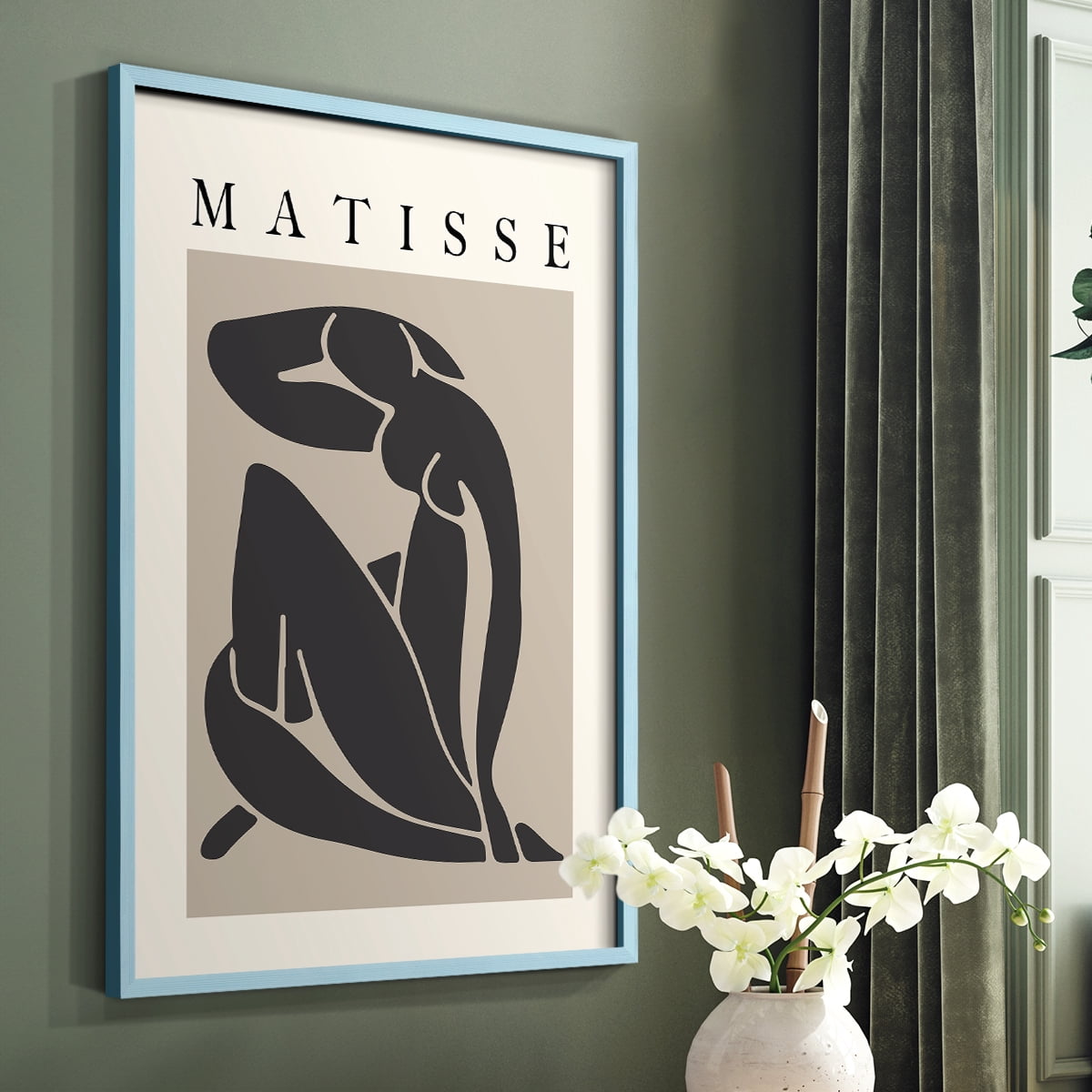 Matisse CCCLXXX in Blue Solid Wood 22 x 28 Framed Print