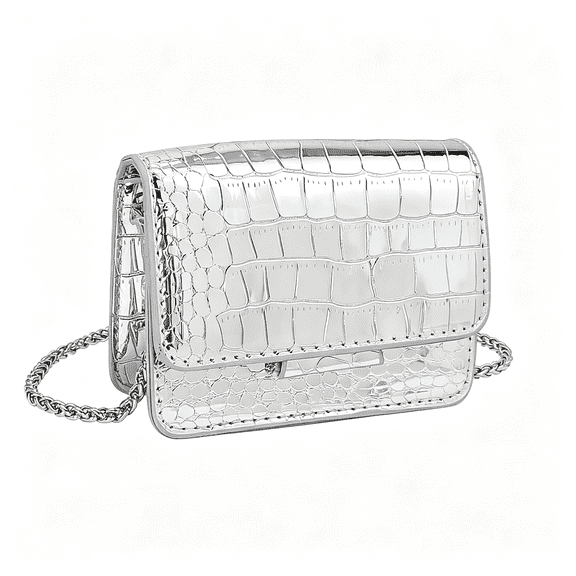 GASTROPOD Metallic Mini Crossbody Purse for Women,Trendy Evening Clutch Bag with Removable Chain Strap,Not for Most Phones Silver Bag