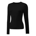 thumbnail image 5 of Women's Long Sleeve T-shirts Crew Neck Slim Fit Layered Crop Tops Soft Basic Tee, 5 of 5