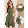 thumbnail image 2 of DARING DIVA Round Neck Sleeveless A-Line Pleated Faux Suede Overall Dress M Army Green, 2 of 6