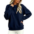 thumbnail image 4 of Womens Pullover Sweaters with Pocekt Long Sleeve Lightweight Warm Casual Loose Fit Fall Winter Tops Dark Blue 2XL, 4 of 6