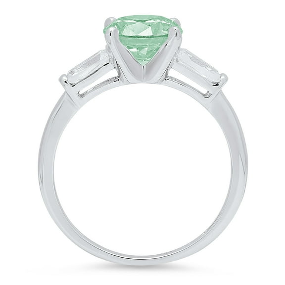 2 ct Round Cut Simulated Green Diamond Three-Stone Engagement Ring for Women in 18K White Gold