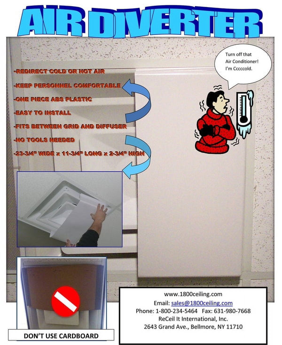 Corner Air Diverter (triangle) for 2'x2' Ceiling Air Diffuser-2 pack