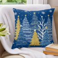 thumbnail image 3 of Pillow Covers 18x18 Set of 2, Blue Christmas Tree Throw Pillow Covers Decorative Couch Cushion Cover, Blue Golden Xmas Tree Snowflake Winter Microfiber Soft Pillowcases for Bedroom Living Room Sofa, 3 of 9