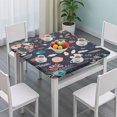 thumbnail image 3 of Pioneer Flower Floral Print Pattern Square Fitted Tablecloth with Elastic Edge,Square Table Cover,Washable Elastic Table Cover for Home Kitchen Party Decor 34"x34", 3 of 6