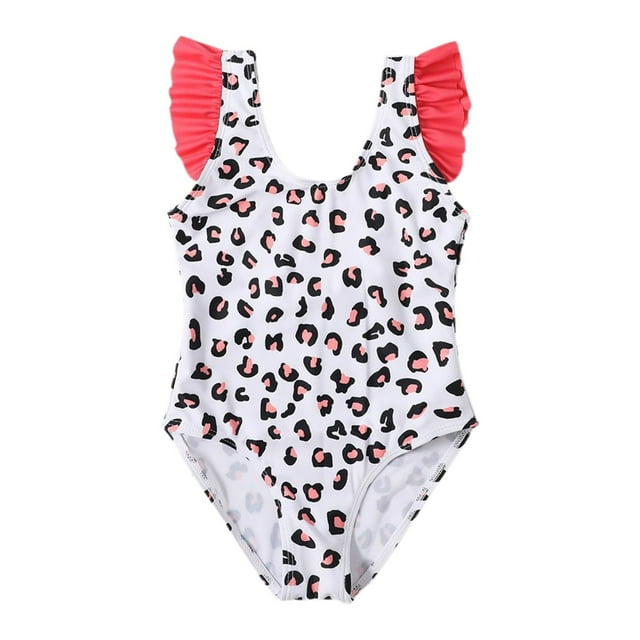 Little Girls One Piece Swimsuits Ruffle Girls Swimsuits Quick Dry Bathing Suit for Girls 6-8Y