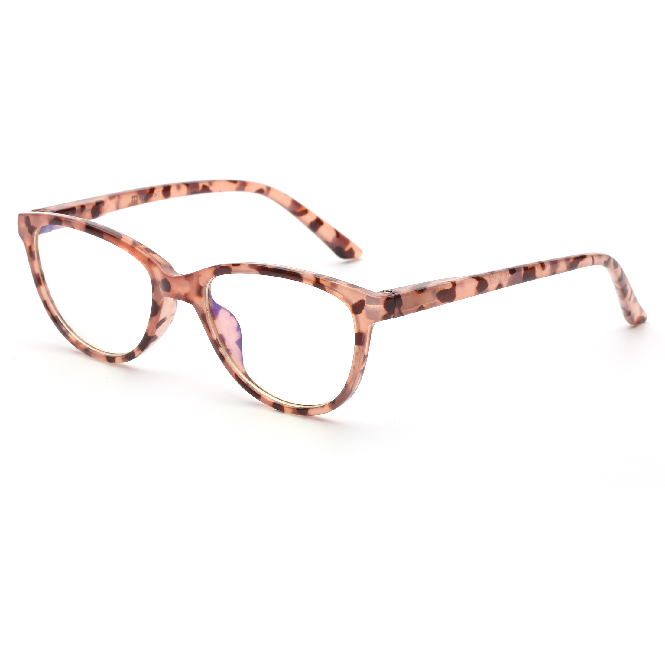 M+ Plano Blue Light Lens Injection Girls Frames, Molly, Pink Tortoise, 50.5-18.0-136, with Case