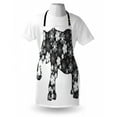 thumbnail image 3 of Animal Apron Floral Elephant Pattern with Flower Petals on the Body Tropical Boho Style Zoo Image, Unisex Kitchen Bib Apron with Adjustable Neck for Cooking Baking Gardening, Grey White, by Ambesonne, 3 of 3