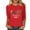 #306-Red, variant on Craaazy Women's Casual Christmas Printed Tops Round Neck 3/4 Sleeve T-shirt Fashionable Santa Blouse Gifts