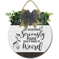 thumbnail image 1 of Eveokoki 11" No Soliciting Seriously Sign for Front Door, Round Rustic Wreaths Wooden Plaque Vintage Wall Art Decor For Porch Yard Store Home Office Farmhouse, 1 of 5