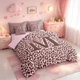 thumbnail image 2 of meiyoeat Pink Bowknot Monogrammed M 7-Piece Twin Bedding For Girls,Cheetah Print Letter Design Bedding Comforter Set,Pink Reversible, 2 of 7