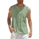 thumbnail image 1 of Camiseta sin mangas con cuello en V para hombre, color liso, moderna, holgada, informal, con cordón y bolsillo, sin mangas, de poliéster, 1 of 6