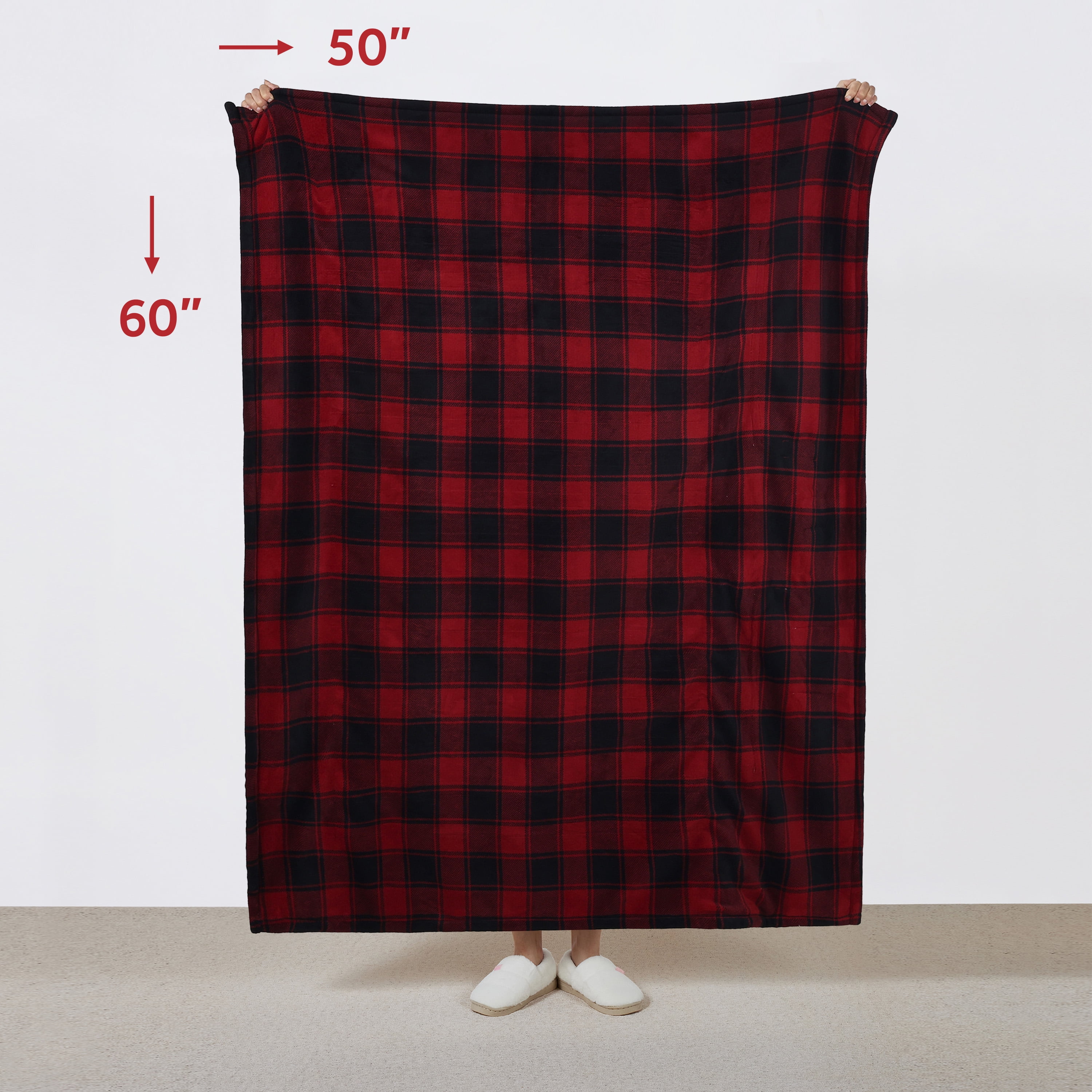 Jeté chauffant électrique motif tartan rouge Sunbeam en micropeluche et revers en sherpa, quatre réglages de chaleur, arrêt automatique, 127 cm x 152,4 cm (50 po x 60 po) SUNBEAM JETE CHAUFFANT