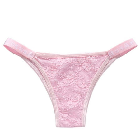 

Kddylitq Women s Thong Underwear No Show Low Rise Breathable Lace Underwear Pink 2X