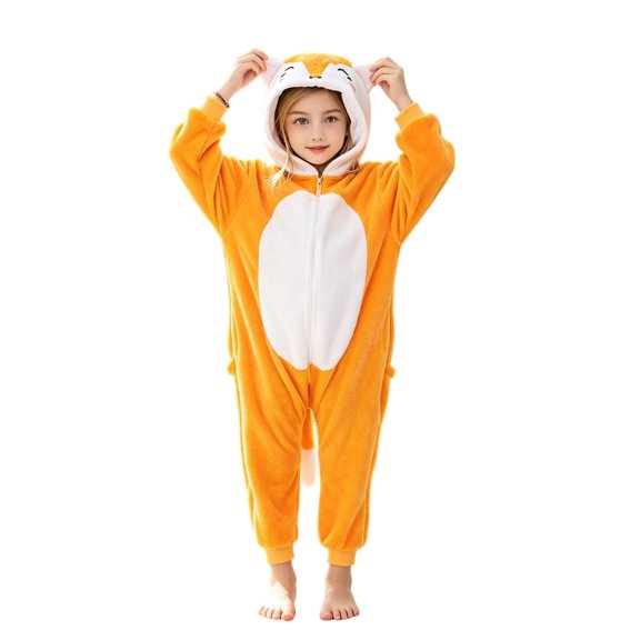 YunPes Boys & Girls Flannel Animal Onesie Cozy Warm Ears Hood Jumpsuit Halloween Carnival Party Cute Festival Clothes 18M-10Y