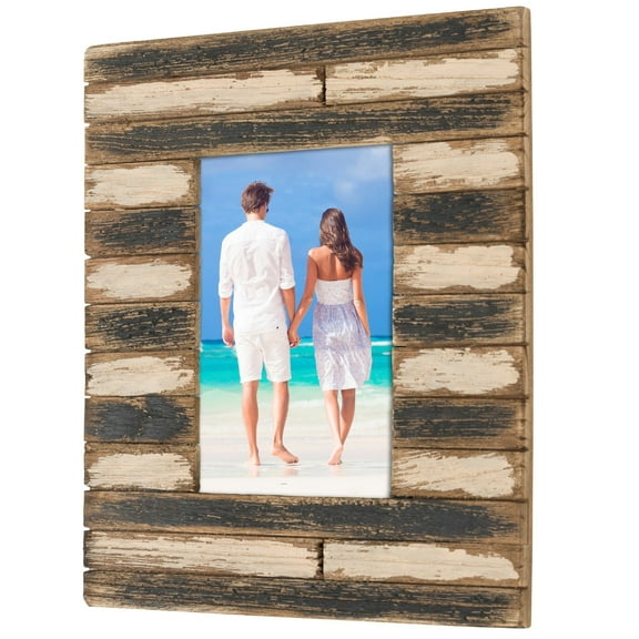Excello Global Products EGP-HD-0019 Painted Rustic Wooden Photo Frames, 4" x 6" Picture Frames, Tabletop, and Wall Photo Frames, 8" X 9.5".
