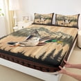 thumbnail image 3 of Homewish Female Men Women Mallard Duck Twin Sheet Sets 3pcs,Jungle Animal Twin Fitted Sheet Microfiber,Vintage Cabin Breathable Flat Sheet,Breathable Home Decor, 3 of 7